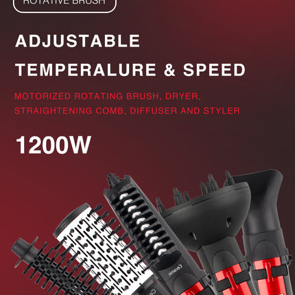RAF 5-in-1 Rotative Brush Hair Styling Kit | 1200W | Multiple Attachments | Ideal for Versatile Hair Styling