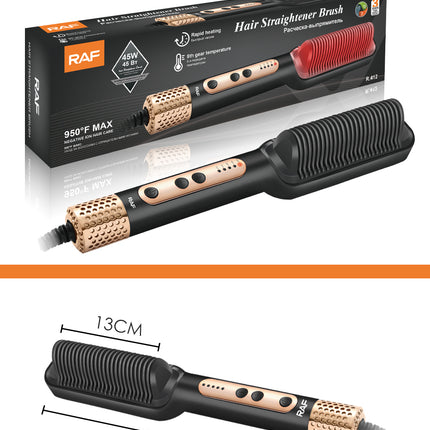 RAF Hair Straightener Brush | Rapid Heating | 5th Gear Temperature | 45W
