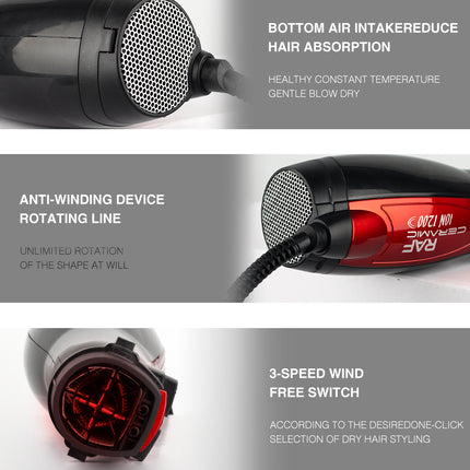 RAF 5-in-1 Rotative Brush Hair Styling Kit | 1200W | Multiple Attachments | Ideal for Versatile Hair Styling