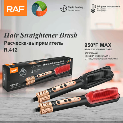 RAF Hair Straightener Brush | Rapid Heating | 5th Gear Temperature | 45W