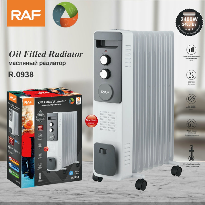 RAF Oil Filled Radiator | Three Gear Adjustment Odorless | Low Noise | Whole House Heating Up | 3 Years Warranty