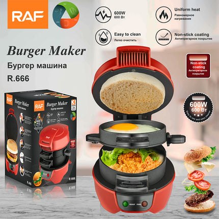 RAF Burger Maker | 600W | Uniform Heat | Non-stick Coating | Easy To Clean