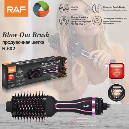 RAF Blow Out Brush | 1200W | 3 Adjustable Temperature | 2 Speed Settings | Reduced Comb Design | 360 Degree Swivel Cord