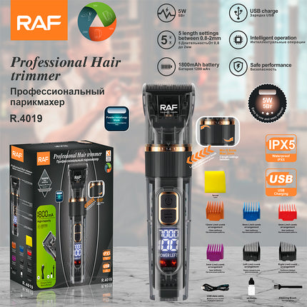 RAF Professional Hair Trimmer | USB Charge | 5 Length Settings | Safe Performance