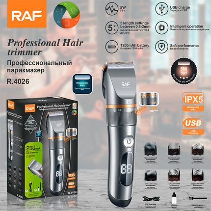 RAF Proffessional Hair Trimmer | Waterproof IPX5 | USB Charging