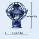 Multi-Function Clip Fan - 3 Gear Positions, In-Line or Rechargeable (800/1200/2000mAh), Compact and Portable (8.8 x 15 x 18 CM)