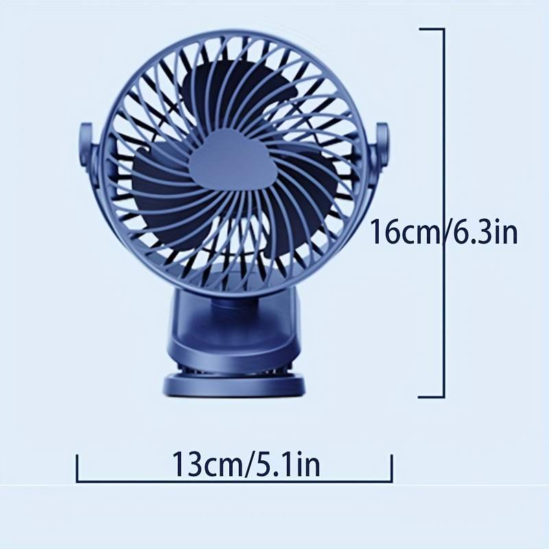 Multi-Function Clip Fan - 3 Gear Positions, In-Line or Rechargeable (800/1200/2000mAh), Compact and Portable (8.8 x 15 x 18 CM)