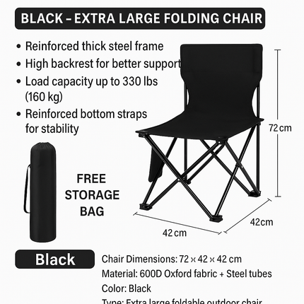 Extra Large Outdoor Folding Chair with Carrying Case