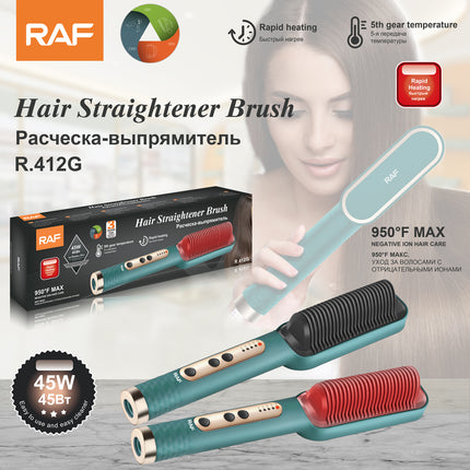 RAF Hair Straightener Brush | Rapid Heating | 5th Gear Temperature | 45W