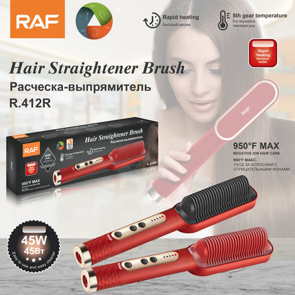 RAF Hair Straightener Brush | Rapid Heating | 5th Gear Temperature | 45W