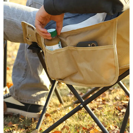 Outdoor high back folding chair with carrying case. Khaki / Black