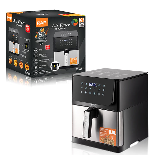RAF Air Fryer | 1800W | 8.0L Capacity | Non-stick Coating | Temperature Control | Easy to Clean