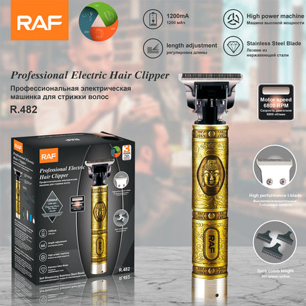 RAF Professional Electric Hair Clipper | High power machine | Stainless Steel blade | length adjustment Gold
