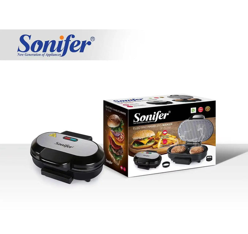 Sonifer Hamburger Maker| Dual Sandwich | Stainless steel case | Short cooking time | Automatic temperature control
