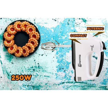 HAUSBERG HB-4112 Hand Mixer, 250W, 7 Speeds, Black/White