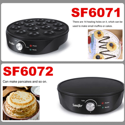 Sonifer Crepe Maker | 1200W | Non-stick Coating | Cool-touch