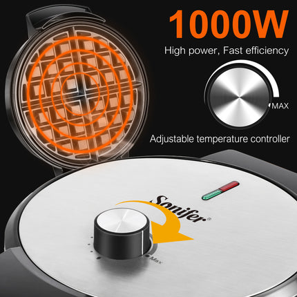 Sonifer Waffle Maker | Non-Stick Plate | Adjustable Temperature | 1000W
