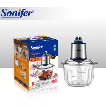 Sonifer Food Chopper 4L Capacity | High Quality Glass | Non-Slip Rubber Base