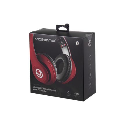 Volkano Impulse Series Bluetooth Headphones - Red | Black
