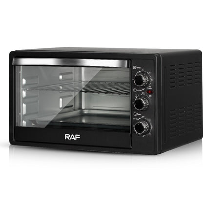 RAF Electric Oven 35L – 1500W, Frosted Black Finish, Iron Knob Controls, Heat-Resistant ABS Handle"