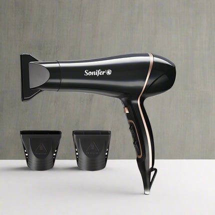 hair dryer on black background