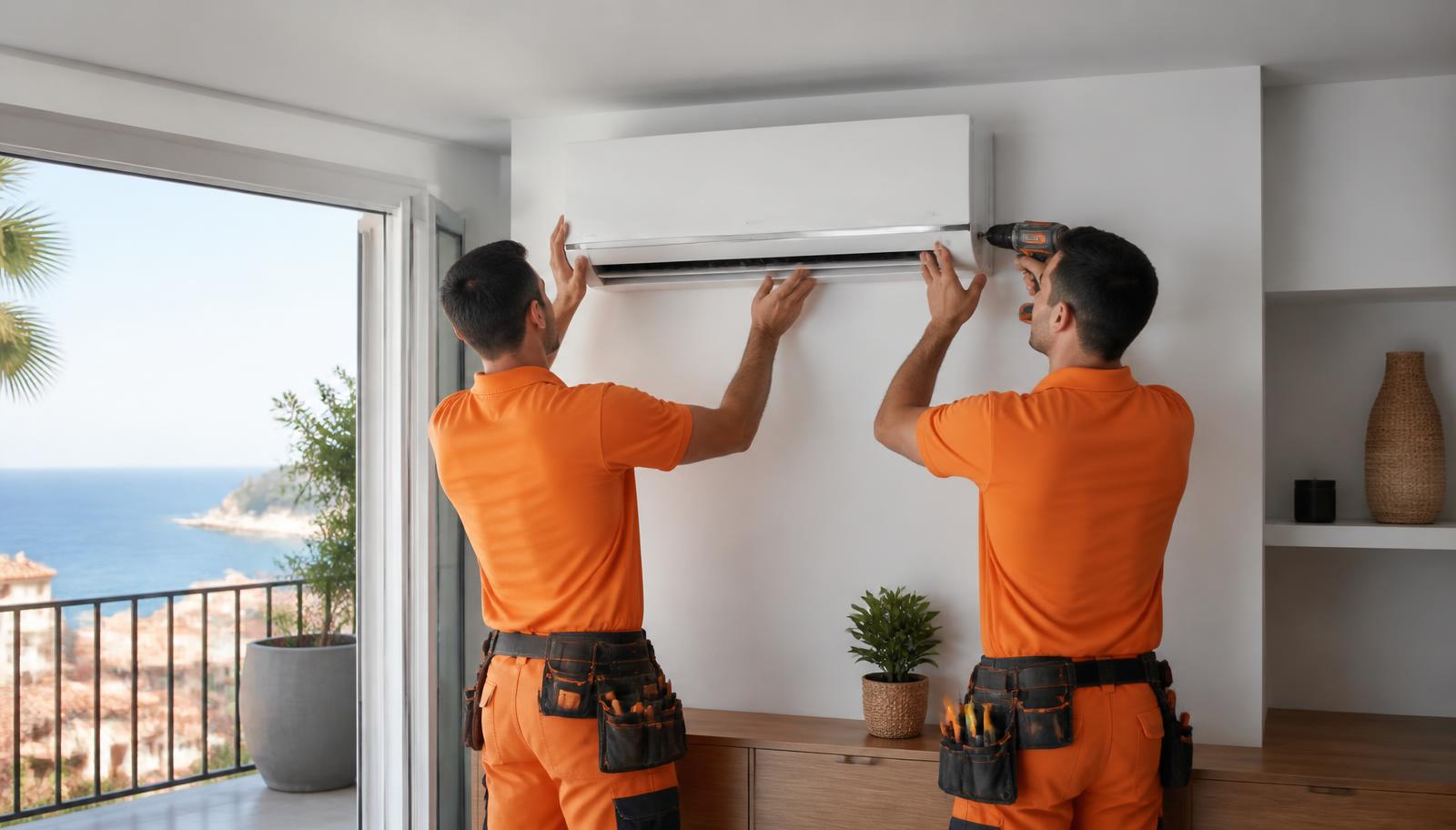 ProChimps technicians installing a split air conditioner