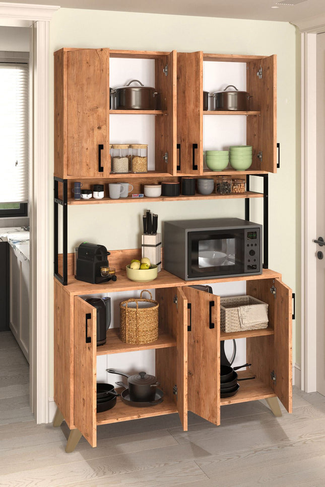 Multifunctional Defne Cabinet - 8-Door Pine