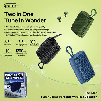 REMAX TUNER SERIES PORTABLE WIRELESS SPEAKER (WITH TWS EARBUDS)