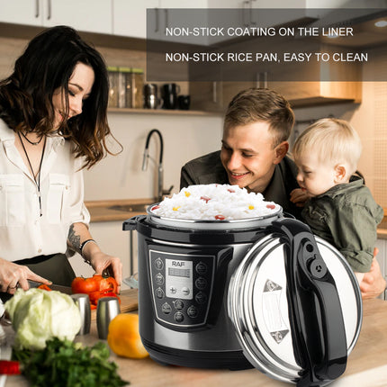 RAF 6L Electric Pressure Cooker with 1000W Power, Multi-Function Menu, 24-Hour Appointment, and Constant Temperature Control