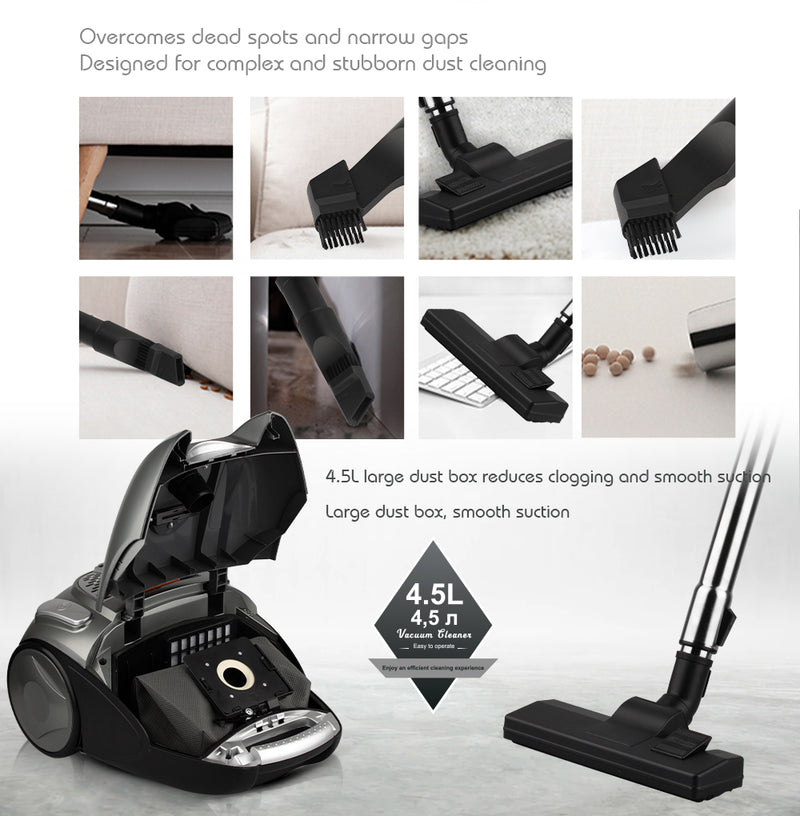 RAF Vacuum Cleaner | 2800W | Speed Variator infinitely | Variable Speed | Washable & Usable bag included | Automatic Cable Convenience | and Simplicity