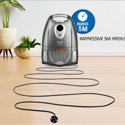 RAF Vacuum Cleaner | 1600w | Speed Variator infinitely | Variable Speed | Washable & Usable bag included | Automatic Cable Convenience | and Simplicity