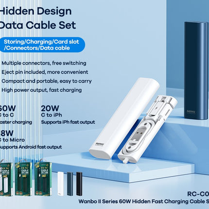 REMAX Data Cable Set | Hidden Design | Multiple Connectors | Free Switching