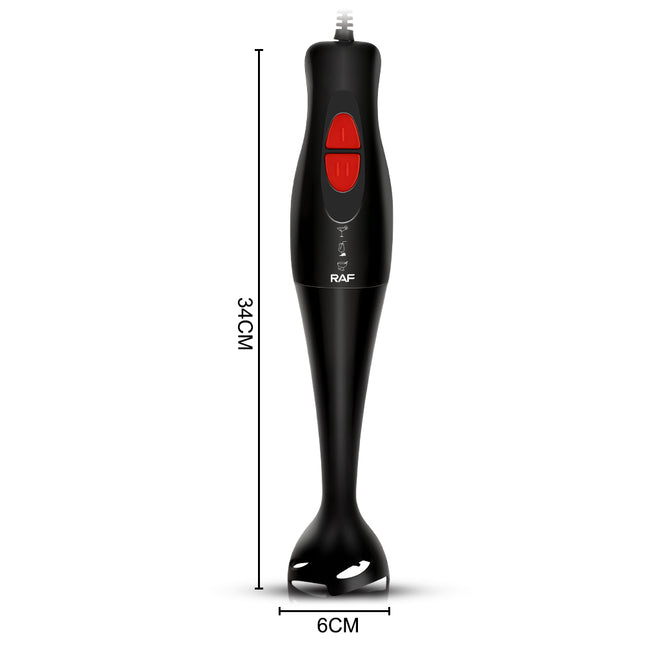 RAF Hand Blender - 300W with Stainless Steel Blade, Copper-Clad Aluminium Motor, and Stylish Black and White Design