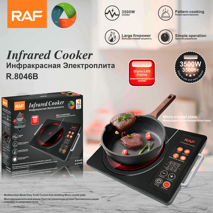 RAF Infrared Cooker | 3500W | Pattern Cooking | Simple Operation | Large Firepower | Digital LED Display | Micro Crystal Plate | 3 Years Warranty