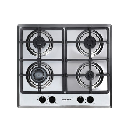 Built-in hob Hausberg HB-556IN, Gas, 4 burners, GAS safety system, Cast iron grill, Stainless steel