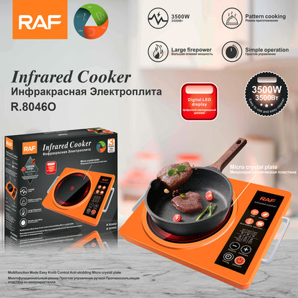 RAF Infrared Cooker | 3500W | Pattern Cooking | Simple Operation | Large Firepower | Digital LED Display | Micro Crystal Plate | 3 Years Warranty