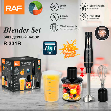 RAF 4in1 Blenders Set | 800W | 600ml Blender Jar | two plug | egg beater | mince cup | measuring cup