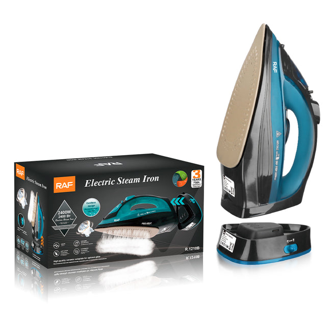 RAF Cordless Electric Iron | 2400W | Ceramic bottom plate | Ceramic Chassis | Automatic Cleaning | Anti-drop Function