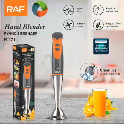 RAF Hand Blender | 800W | ABS Plastic Body | 1.2-Meter Power Cord | Two Round Plugs