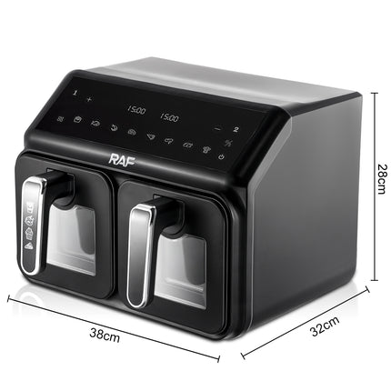 RAF Air Fryer | 4.5L+4.5L Capacity | Guided Cooking Prompts | Touch Screen Control | Intelligent Weighing | Express Heat System | 360° Air Circulation