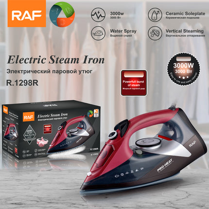 RAF Electric Steam Iron | 3000W | Vertical Steaming | Ceramic Soleplate | Water Spray | Powerfull Burst of Steam