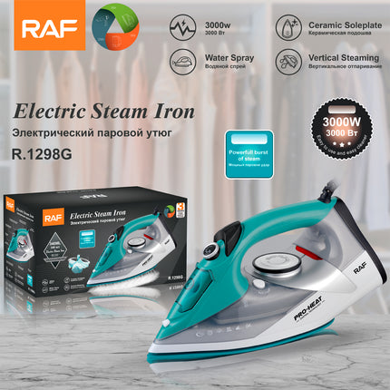 RAF Electric Steam Iron | 3000W | Vertical Steaming | Ceramic Soleplate | Water Spray | Powerfull Burst of Steam