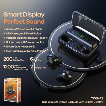 REMAX TWS-43 Wireless Bluetooth Earbuds | LED Display | HiFi Sound | Automatic Pairing for Stable and Efficient Audio