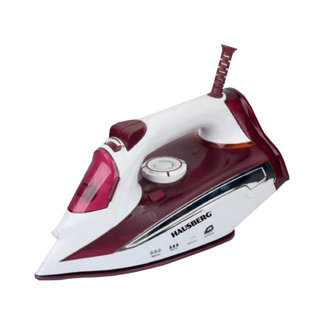 Hausberg Steam Iron HB-HB7830RS - 2000-2300W with Stainless Steel Soleplate, Anti-Calc, Self-Cleaning, and Spray Function