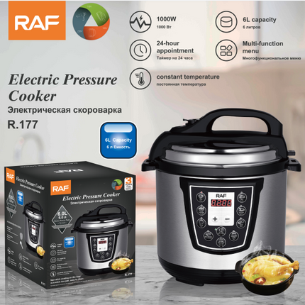 RAF 6L Electric Pressure Cooker with 1000W Power, Multi-Function Menu, 24-Hour Appointment, and Constant Temperature Control