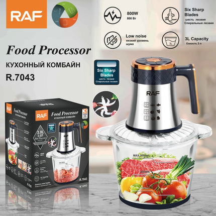 RAF Food Processor | 800W | 6 Sharp Blades | Low Noise | 3L Capacity