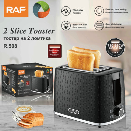 RAF 2 Slice Toaster | 750-930W | Fast and Time Saving | Easy To Clean | Card Slot Design