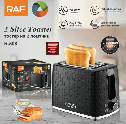 RAF 2 Slice Toaster | 750-930W | Fast and Time Saving | Easy To Clean | Card Slot Design