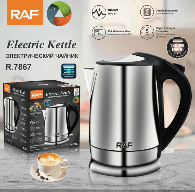 RAF Electric Kettle | Double insulation | Rapid boiling in 5 Minutes | 304 Stainless