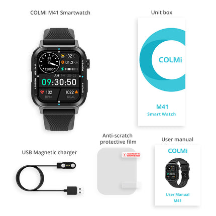 COLMI M41 Smart Watch |1.9” HD Screen | Rotary Button | Bluetooth Call | Calculator Function | Voice Assistant | IP67 Waterproof | up to 7 days Battery Life | Multiple Sports modes | Smart Notifications Reminder